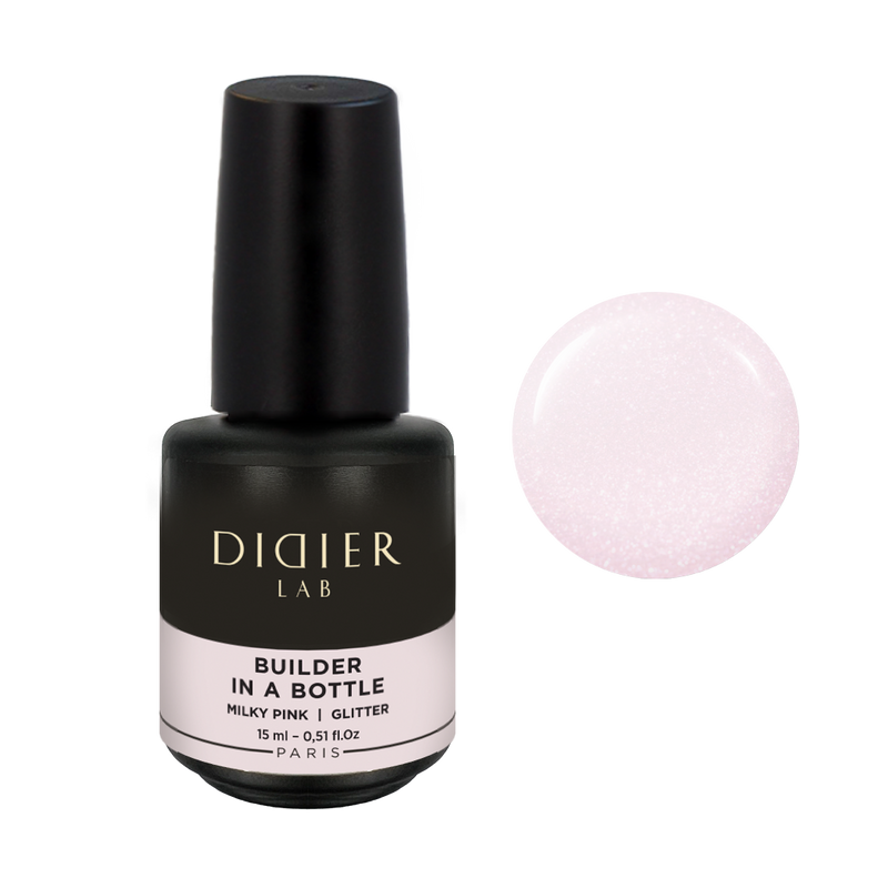 Gel constructor en botella - Milky Pink Glitter | Didier Lab - 15ml