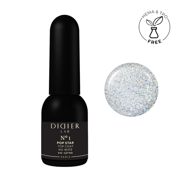 Top coat - Pop Star No1, No wipe | Didier Lab - 8ml